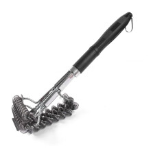 HeavyDuty BBQ Grill Brush with 5Coil Stainless Steel Wire, Bristle, Safe for Charcoal Gas Smoker Grates