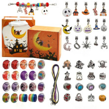 Halloween Advents Calendar 2024 Girl DIY Bracelet Making Kit for Kids Adult Halloween Countdown Calendar Gifts