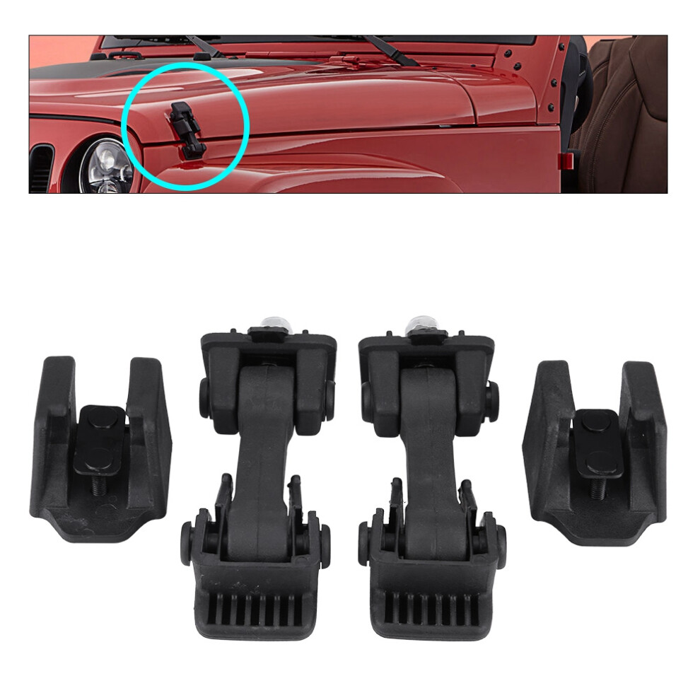 Jeep Wrangler Jk Hood Latch & Bracket Set 2007-2016 4Pcs Black 7651389216174