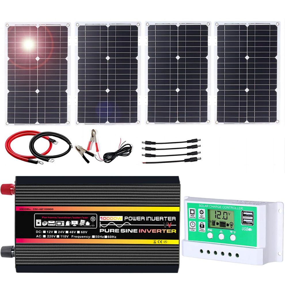 100W Offgrid Solar Power Kit With Pure Sine Wave Inverter And 50A Pwm Controller For Marine Use 9073542513339