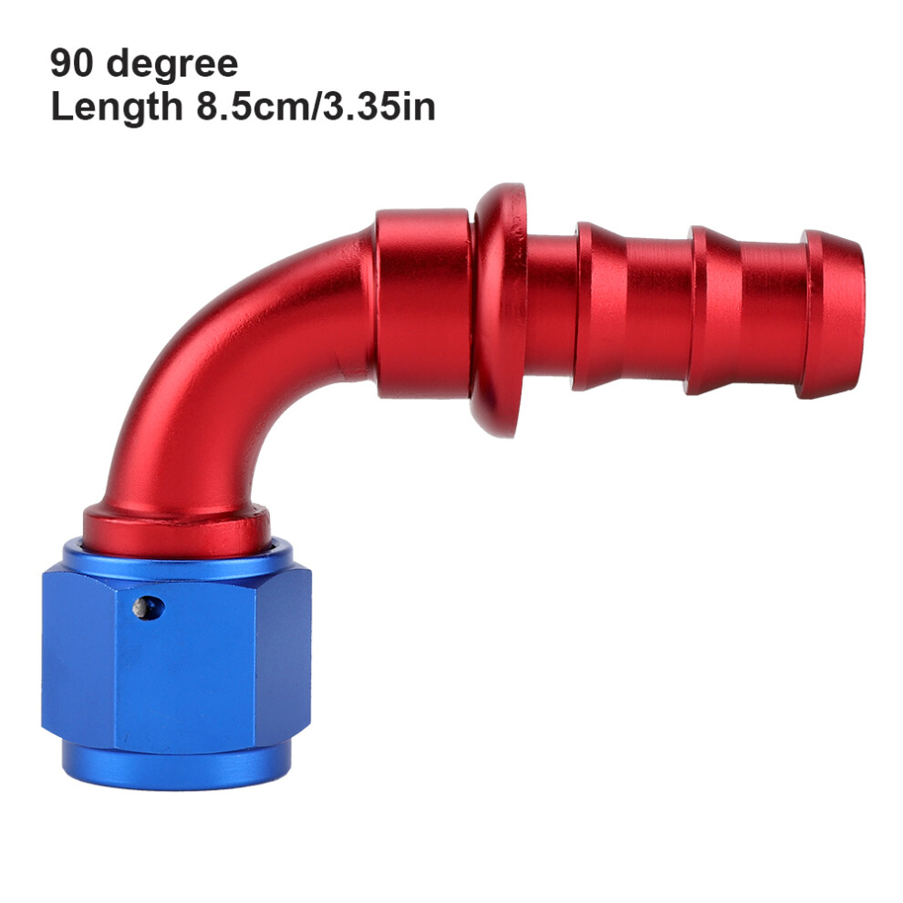 An10 90 Degree Push On Twist Lock Oil Fuel Line Fitting Blue/Red 7621392892818