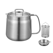 Pentola per Olio da 1,5 Litri, Pentola per Olio In Acciaio Inossidabile di Capacità, Friggitrice e Tazza con Filtro Combinata, Filtro Olio