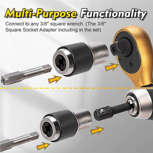 Tap Socket Set, 3PCS Tap Extractor Tool with Adjustable ,Tap Sockets with A 3/8inch Socket Adapter for Taps ,Reamers 2
