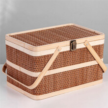 Geweven Manden Bamboe Draagbare Picknick Fruit Natuurlijke Houder Deksel Brood Zongzi Organizer