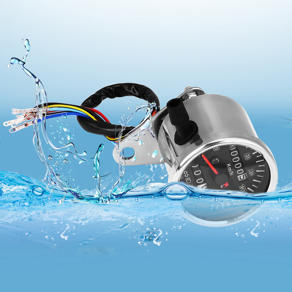 65Mm Face Led Motorcycle Speedometer With Odometer & Indicators Black 7671389217506