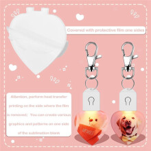 10 Pcs LED Sublimation Blank Keychain Lighted Heart Shape Transfer Keychain Acrylic Heat Sublimation Blanks