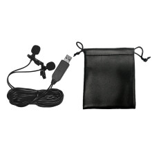 Andoer 4.5m USB Dual-head Lavalier Omnidirectional Lapel Microphone for Computer & Recording