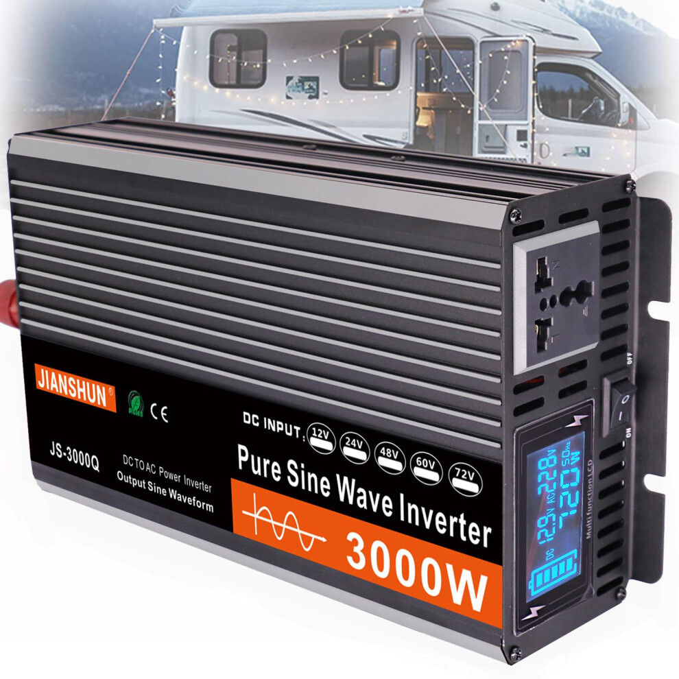 3000W 4000W 5000W 6000W Pure Sine Wave Power Inverter 12V 24V To 110V For Rv Truck Car With Lcd Display 9330225154457