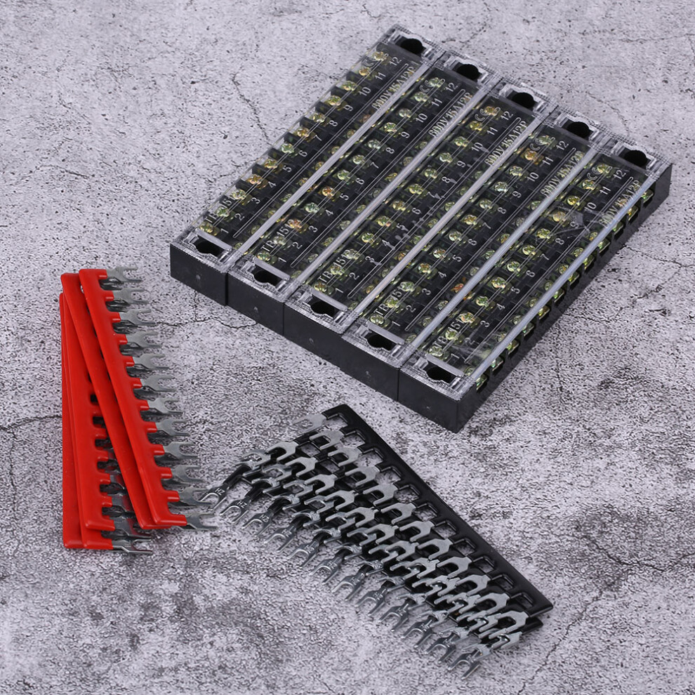 Terminal Block 600V 15A 5Pcs Dual Row 12 Positions Insulated Barrier Strip 4151392731938