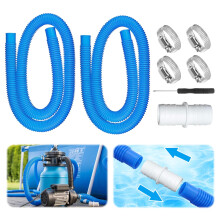 Pool Hose 32mm with Sleeves, 100cm Chlorine Resistant Swimming Pool Pump Hose, Pack of 2