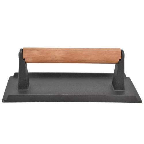 Cast Iron Bacon Press and Smash Burger Press, Rectangular Heavy Duty Grill Press with Heat Resistant Handle
