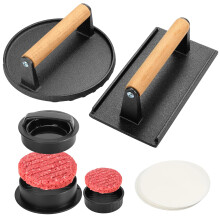 3PCS Smash Burger Press Kit, 3 in 1 Non Stick Burger Patty Maker for Stuffed Burgers, Round and Rectangular Press