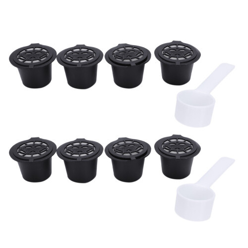 8x Refillable Reusable Coffee Capsules Pods For  Machines Spoon