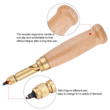 Wooden Handle Leather Hole Punch Tool 1.5-4mm Tips DIY Handcrafting