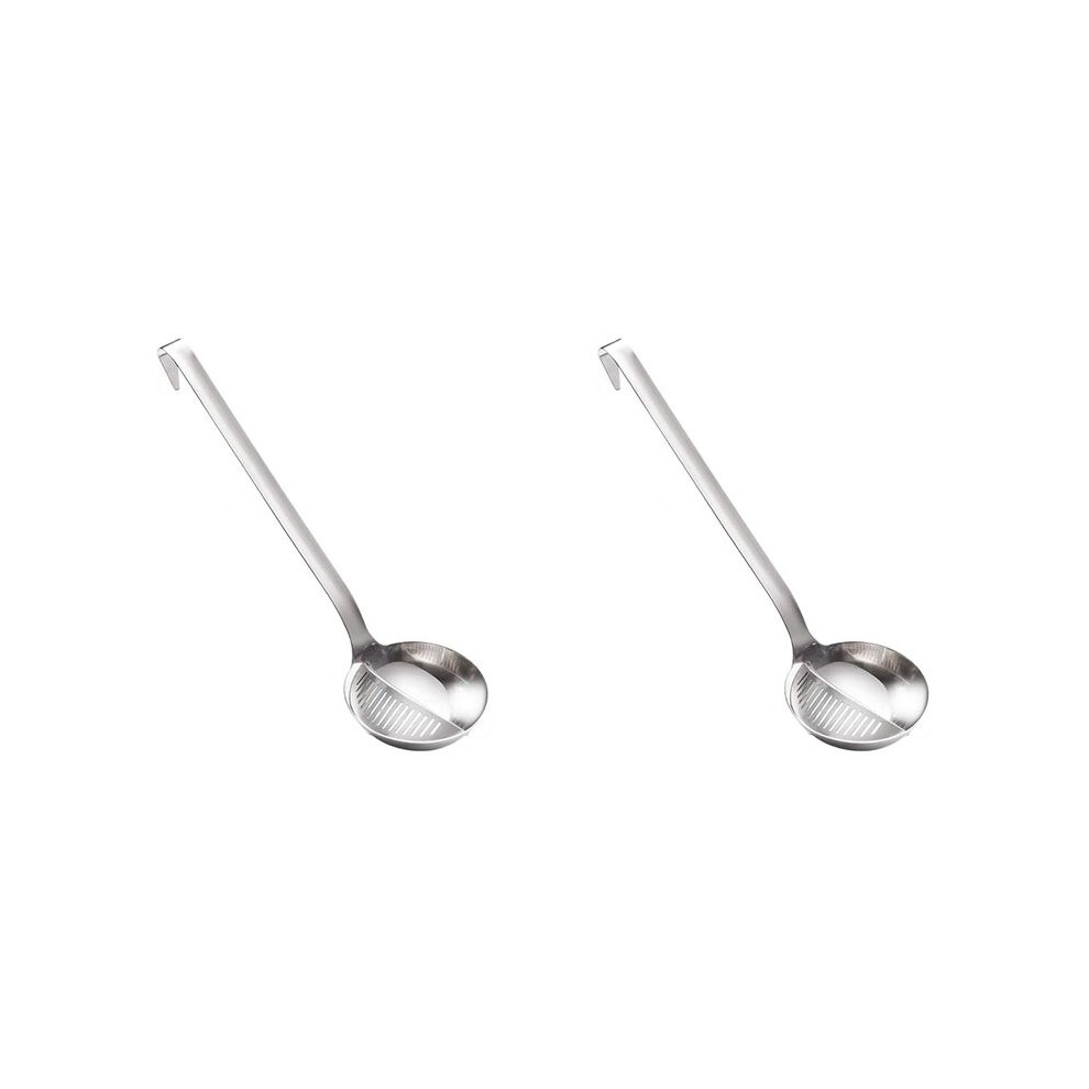 2X Stainless Steel Spoon Skimmer & Ladle,Slotted Soup For Hotpot Filter Kitchen Tool,Unique & Comfortable Grip 6033113294893