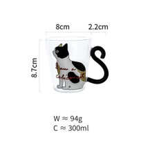 2X Söt Kitty Glas Vattenkopp Katt Svanshandtag Mugg Mjölk Te Kaffe Fruktjuice Mugg Dryckesartiklar Hemmakontor Lovers Cup -Vit