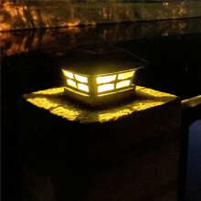 4X Solar Post Cap Lights Outdoor Post Solar Lights LED Bulb Fence Post Lights for 4X4 Inch Wooden Posts Warm White
