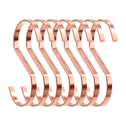 Pacote de 40 4 Polegadas Rose Gold Chrome Finish Steel Hanging Flat Hooks - S Shaped Hook Heavy-Duty S Hooks, para Utensílios Cozinha, Potes, 1