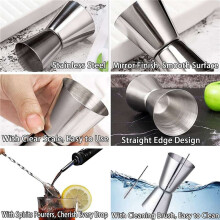 2 Ensemble de Tasses à Mesurer pour Cocktail en Acier Inoxydable Mesure 3/4/5Cl Petit Doseur avec Graduation IntéRieure Double Tasses à Mesurer