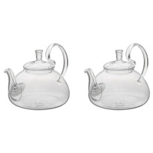 2X 650 Ml Värmebeständigt Högt Handtag Blomma Kaffeglas Tekanna Blommande Glas Tekanna med Sil