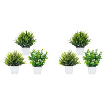 6 Pack Fake Plants in Pots Artificial Eucalyptus Plant Potted Faux Plants Indoor Small Plastic Wheat Grass Shrubs