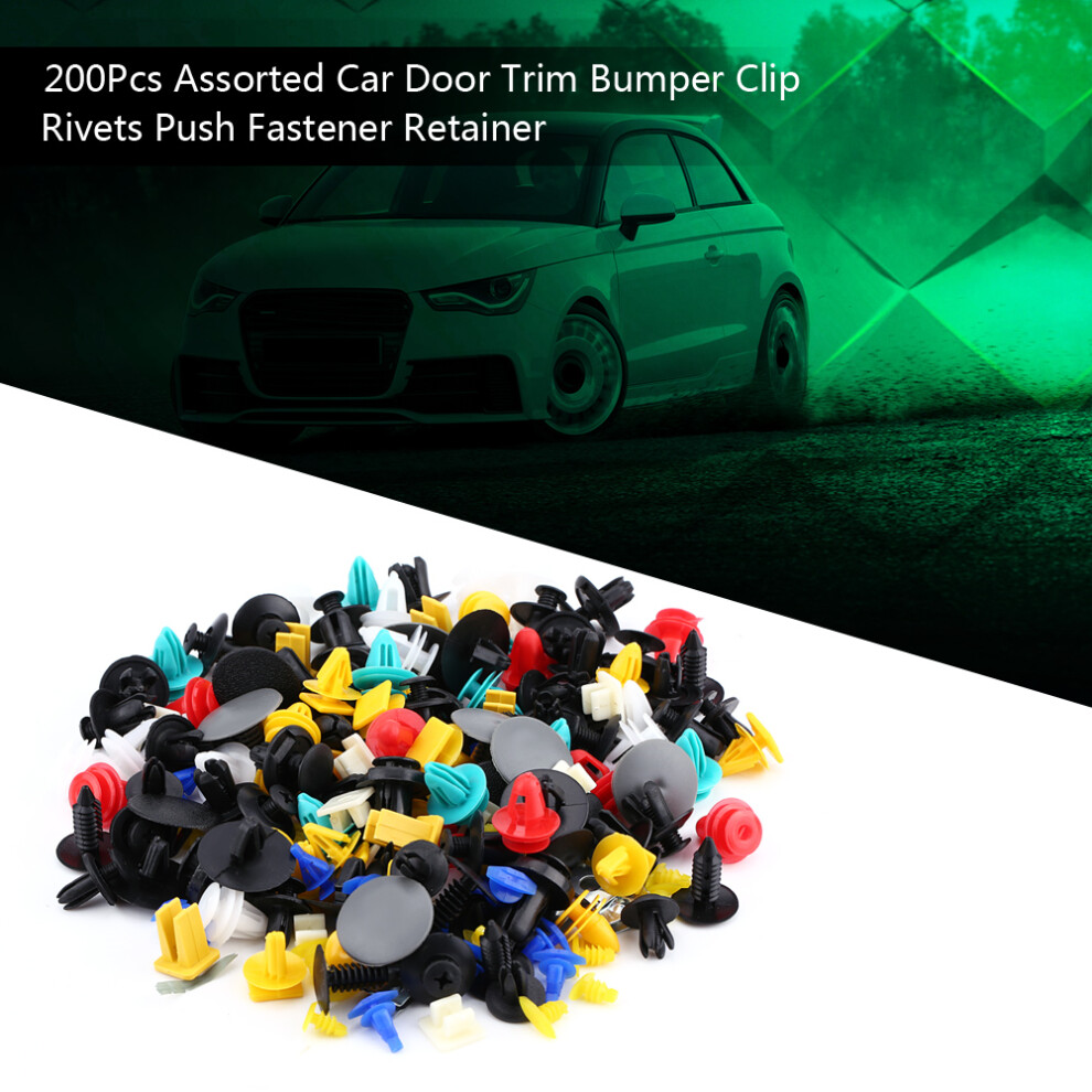 Car Door Trim Clip Rivets 200Pcs Assorted Push Fasteners & Screws Durable Abs 8461392756647