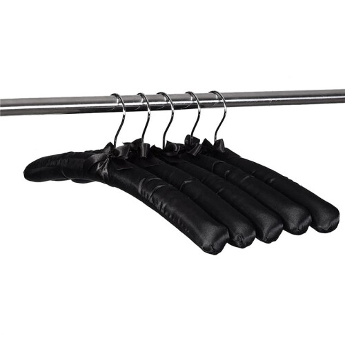 Cabides Acolchoados de Cetim Grandes de 15 Polegadas, Cabides de Seda para Roupas de Vestido de Noiva, Casacos, Ternos, Blusa (Preto, Pacote de 30) 2