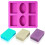 2X Silicone Soap Mold for Soap Making 3D 6 Forms Oval Rectangle Soap Mould Flowers Bathroom Kitchen Soap Mold 5