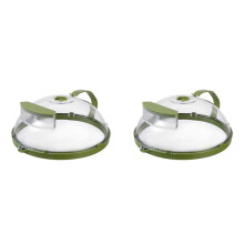 2X Mikrowellenabdeckung für Lebensmittel, Transparente Mikrowellen-Spritzabdeckung mit Griff und Wasseraufbewahrungsbox,