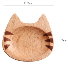 2X Plat de Forme de Chat Plat de Sauce de Dessin Animé de Style Japonais Assiette CréAtive en Bois à Saveur de Sushi Assiette de Moutarde Plateau