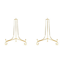 2X Gold Display Stand Bracket Book Holder Photo Pedestal Bowl Dish Frame Picture Plate Rack Easel Storage Decor-15cm