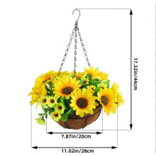 2X Fleurs Artificielles à Suspendre dans un Panier pour DéCor de Jardin de Pelouse de Patio, pour la DéCoration D'ExtéRieur et D'IntéRieur-Jaune