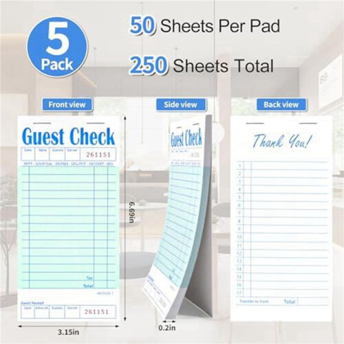 10 Pack Guest Check Books, Server Note Pads for Restaurant, Green Waiter Checkbook, Restaurant Order Pad 50 Sheets/Pack 1