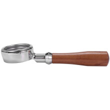 2X 58mm Stainless Steel Coffee Machine E61 No Base Filter Bracket Coffee Bottomless Handle Coffee Spoon Wooden Handle