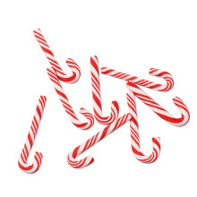 100Pcs Red and White Handmade Christmas Candy Cane Kawaii Miniature Food Dollhouse Home Decor