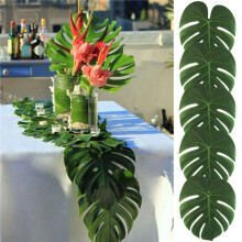 24X Artificial Tropical Leaves Jungle Party Decoration Animal Summer Hawaiian Wedding Home Table Decor M