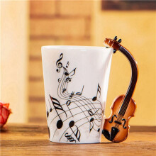 3X Creatieve Nieuwigheid Vioolhandvat Keramische Beker Gratis Spectrum Koffie Melk Theekop Persoonlijkheidsmok Unieke Muziekinstrument Cadeaubeker