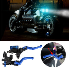 Universal Motorcycle Brake Clutch Reservoir Levers 7/8" 22mm Adjustable Blue