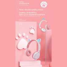 Fones de Ouvido para CriançAs, Fones de Ouvido de Orelha de Gato com Luz de Cor LED, Fones de Ouvido 5.0, Suporte para CartãO TF (Branco)
