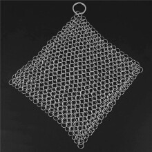 6X Cast Iron Cleaner -Premium 316 Stainless Steel Chainmail Scrubber , 8x6 Inch