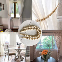 6 Pcs Curtain Tie Backs, Natural Wood Drape Tiebacks, Window Treatment, Farmhouse Garland, Boho Decor Accessories