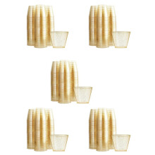 Gold Plastic Cups Clear Plastic Wine Glasses, Fancy Disposable Hard Plastic Cups with Gold Glitter for Party Cups 250Pcs