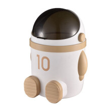 Home Decor Large-Astronaut-Themed Trash Can with Lid Capacity, Ideal for Living Room & Bedroom, Khaki