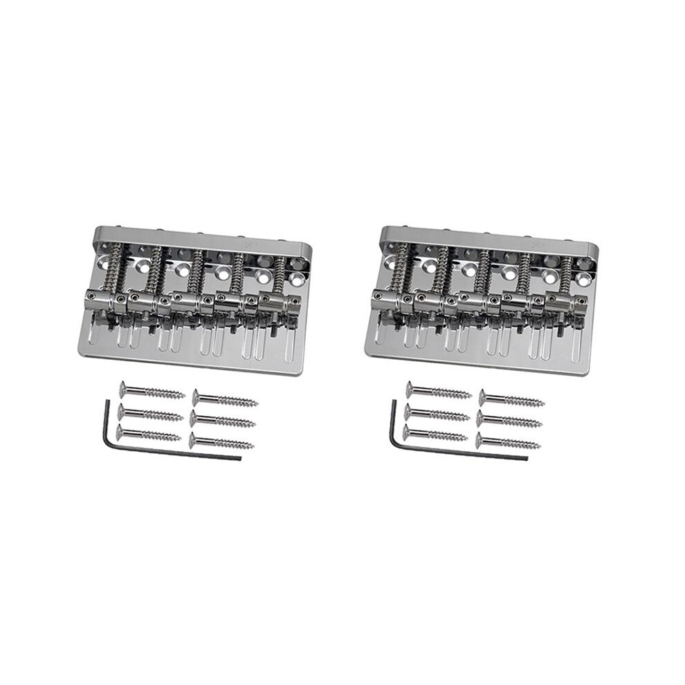 2X 5 String Thickened Bass Saddle Bridge Pull String Plate For 5 String Electric Bass Guitar Accessories Silver 6033381156213