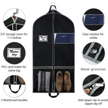 Sac de Costume pour , Porte-Costume pour Homme Sac à VêTements Respirant avec 2 Poches en Filet et 1 Poche en PVC pour Placard de