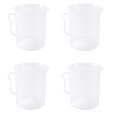 4X Measuring Jug 250ML Graduated Beaker Clear White Plastic Cup