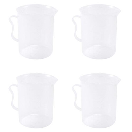 4X Measuring Jug 250ML Graduated Beaker Clear White Plastic Cup