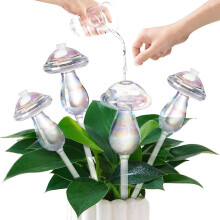 4er-Pack Selbstbewässernde Kugeln, Gießkannen Aus Glas, Pilz-Design, Mundgeblasenes Glas, Geeignet für Zimmer- und Gartenpflanzen