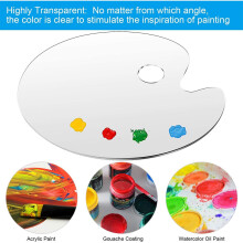 Paleta de Pigmentos com Furo para Polegar 20X30Cm Paleta Oval Antiaderente Transparente para Pintura Manual de Arte FaçA Você Mesmo, Pacote com 2