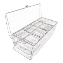 Condimento Enfriado con Hielo con 4 Recipientes, Servidor de Condimentos con Tapas Separadas, Bandeja para Servir